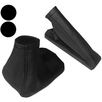 AERZETIX - Funda para Palanca de Cambios y Freno de Mano - 100% Piel Genuina - Color de Piel: Negro - Color de Costuras: Negro