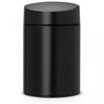 Brabantia Slide Bin - Cubo de Basura, 5 litros, Tapa Deslizante, Cubo Interior de plástico extraíble, Color Negro