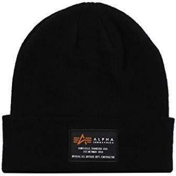 Alpha Industries Black Crew Beanie - Unisex One Size