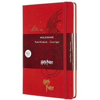 Moleskine Harry Potter Limited Edition Large Ruled Notebook - Red Hardcover with Dragon Design