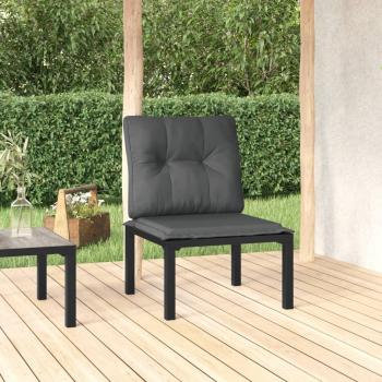 vidaXL Black and Grey Poly Rattan Garden Chair with Cushions