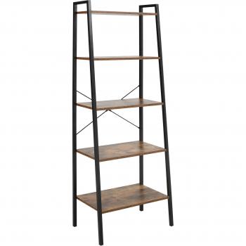 Estantería de Estilo Industrial en Forma de Escalera con 5 Baldas Marrón Rústico