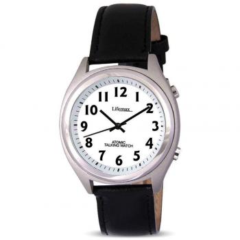 Lifemax Men's Talking Analogue Wrist Watch with Leather Strap, Visual Impairment and Disability Aid