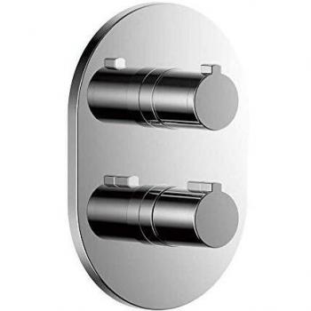 Clever 60745 Grifo de Ducha Termostático para Empotrar 2-3 Vías Nine Round, Cromado