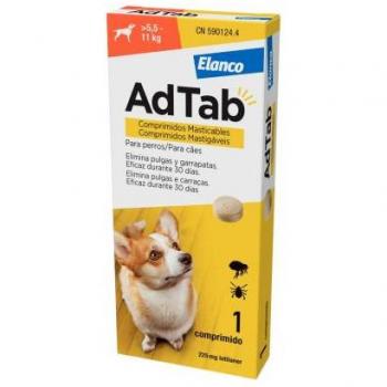 AdTab Tableta Masticable Antiparasitaria para Perros de 5,5 a 11 kg - Comprimidos Antiparasitarios de 225mg