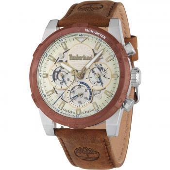 Reloj Hombre Timberland TDWGF0009403 - Reloj analógico, correa de acero inoxidable, resistencia al agua hasta 50 metros, esfera en color negro con detalles plateados, mecanismo de cuarzo, diseño deportivo y