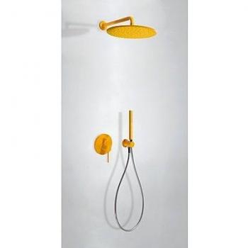Tres Griferia - Kit De Ducha Monomando Empotrado Con Cierre Y Regulación De Caudal. · Cuerpo Empotrado Incluido · Ducha Fija Ø 300 Mm. Con Rótula. Material Latón. · Soporte Con Toma Pared. · Ducha Móvil Anticalcárea. · Flexo Satin