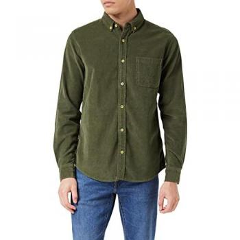Urban Classics Olive Green Corduroy Shirt, 4XL