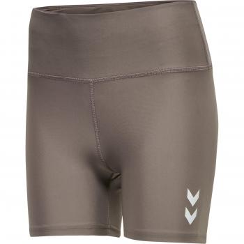 Pantalones cortos de algodón para mujer Hummel TE Maja, Pantalones cortos de cintura alta Hummel Tola High Waist Short Leggings Gris M Mujer