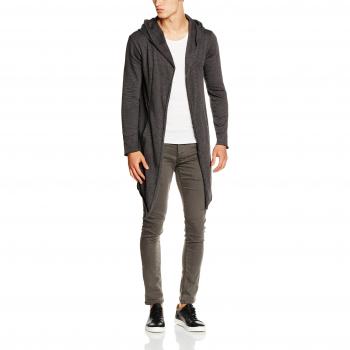 Urban Classics Long Hooded Open Edge Cardigan for Men - Charcoal - Sizes M to 4XL
