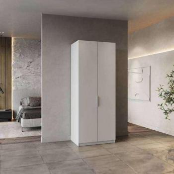 Armario Alto con 2 Puertas Abatibles Ghost color Blanco Mate 203x79 Cm - Dormitorio Ordenado