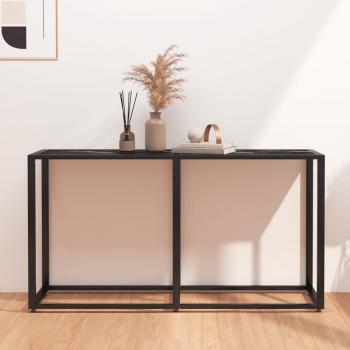Mesa consola de vidrio templado y mármol negro 140x35x75,5cm - Transparente, Negro, Mármol blanco, Mesa de sofá, Mesa de Entrada para Salón, Consola de Entrada, Mueble Recibidor