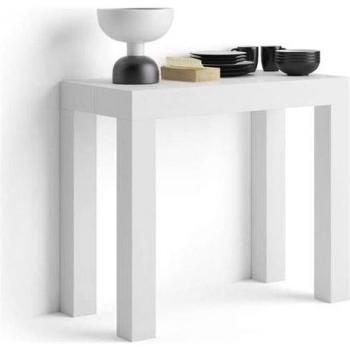 Mesa Consola Extensible 45(305)x90 cm, Color Fresno Blanco, Diseño Moderno y Estructura de Aluminio