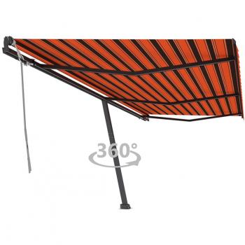 Toldo de pie retráctil manual solar autoadhesivo 600x350 cm naranja/marrón