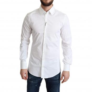 White Cotton Stretch Men Formal SICILIA Shirt - IT38 | XS
