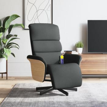 Sillón reclinable de masaje con reposapiés en tela gris oscuro vidaXL