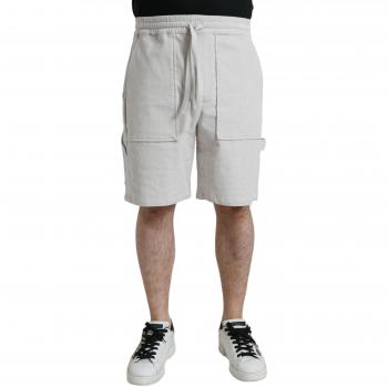 Dolce & Gabbana Beige Cotton Corduroy Logo Bermuda Shorts - IT48 | M