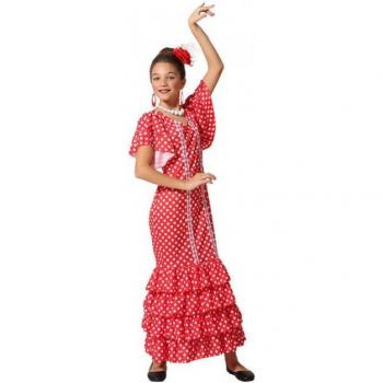 Disfraz de Flamenca Rojo con puntos pequeños para niña