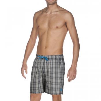 Arena – Bañador para hombre Yarn Dyed Check Boxer, hombre, Badeshorts Yarn Dyed Check Boxer, asphalt/Turquoise, large