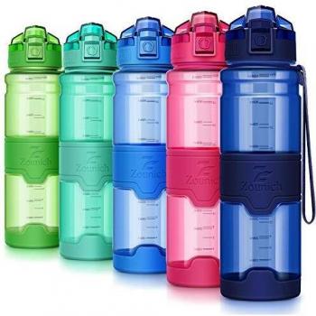 ZOUNICH Botella Agua Deporte Botellas Agua Niños sin BPA, Reutilizable Tritan Plástico Ecologica con Filtro, 400ml/500ml700ml/1l, Cantimploras para Gimnasio, Bicicleta, Colegio, Oficina, Viajes