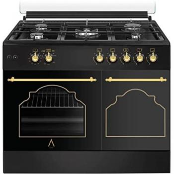 Cocina de Gas ALPHA VULCANO GOLD-90PB Portabombonas con Ventilador, Corte de Gas Seguro y Temporizado - Alta Gama