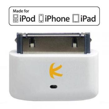 KOKKIA i10s - Pequeño transmisor Bluetooth para iPod/iPhone/iPad con autentificación real Apple. Control remoto y control de volumen local para iPod/iPhone/iPad. Instalación automática, totalmente compatible con la 6ª generación de iPod Nano, la 4ª