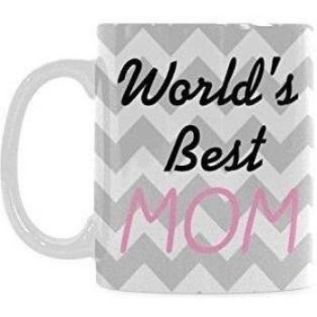 Mensuk 11 Ounces Mother's Day Gift Mug World's Best Mom With Chevron Coffee Tea White Mugs Cup