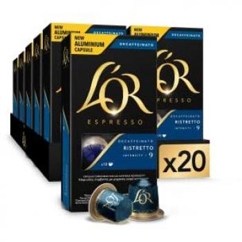 Cápsulas de Café Ristretto Descafeinado L'Or - Intensidad 9 | 200 Cápsulas Compatibles Nespresso