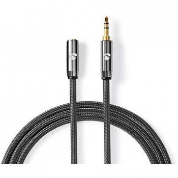 NEDIS Cable de Audio estéreo Cable de Audio estéreo | 3.5 mm Macho | 3.5 mm Hembra | Chapado en Oro | 2.00 m | Redondo | Gris/Gunmetal | Caja de Ventana 3.00 m 3.00 m