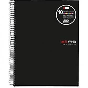 Miquelrius 47044 - Cuaderno A5, 200 Hojas, Franjas de 10, Cuadrícula 5 mm, Tapa de Polipropileno color Negro