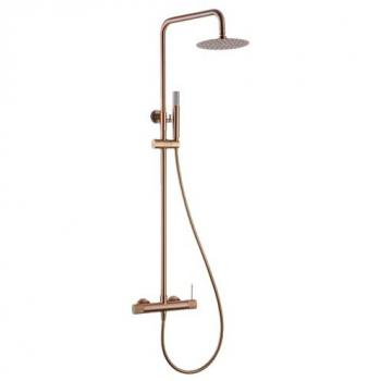 Conjunto Ducha Monomando Line Oro Rosa Cepillado IMEX BDD038/ORC
