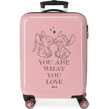 Maleta de cabina Disney Stitch You love rígida 55 cm rosa