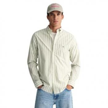 Camisa de Hombre Gant Regular Fit Manga Larga Popelina a Rayas Verde 3240039