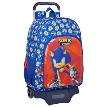 Mochila Escolar con Ruedas Sonic Prime Azul 33 x 42 x 14 cm, Safta Maleta Trolley Sonic Prime, Safta SONIC PRIME - Mochila Escolar con Carro 905, Ideal para Niños de