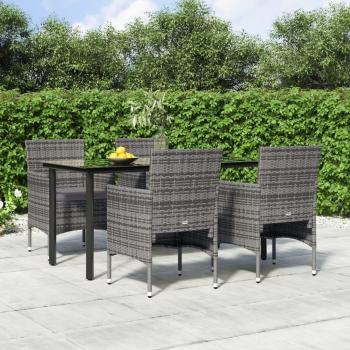 5-Piece Grey and Black Garden Dining Set with Cushions