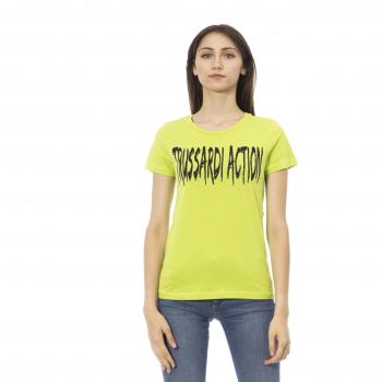Trussardi Action Green Cotton Short Sleeve T-Shirt with Front Print - Size S