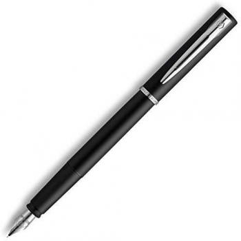 Waterman Graduate Allure pluma estilográfica, lacado negro, plumín mediano, tinta azul, estuche de regalo