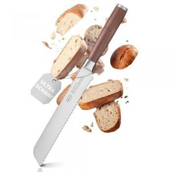 RÖSLE Masterclass Bread Knife with Serrated Edge, 20 cm Blade Length, Made in Solingen, Special Steel with Walnut Handle