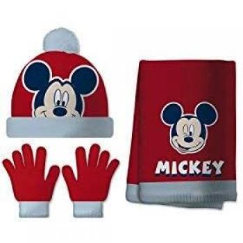 ARDITEX WD13243 Set de Guantes mágicos, Gorro y Bufanda de Punto de Disney-Mickey
