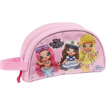 Neceser Escolar con Adaptador para Carro Safta Na!Na!Na! Surprise Sparkles Rosa (26 x 16 x 9 cm)