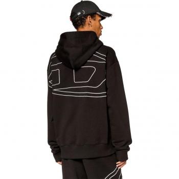 Sudadera con capucha Diesel para hombre, negra, con logo bordado, talla L