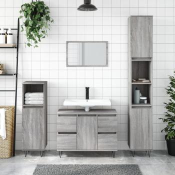 Mueble de baño gris Sonoma 80x33x60 cm madera multicapa