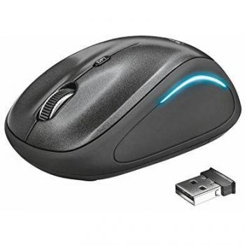 Trust Yvi FX - Ratón óptico inalámbrico Iluminado, Negro