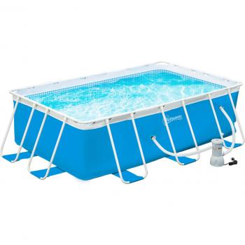 Piscina Desmontable Tubular Rectangular con Depuradora de Cartucho 4.000 L/H y Marco de Acero