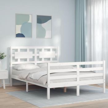 Estructura de cama con cabecero madera maciza blanco 140x200 cm vidaXL