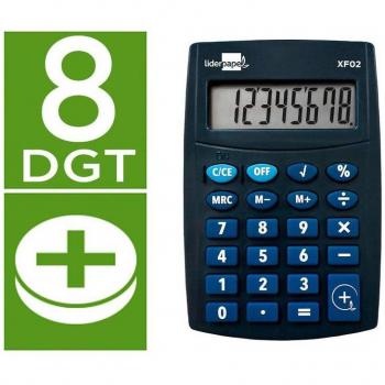 Calculadora Liderpapel Bolsillo XF02 8 Dígitos con Pilas Color Azul Dimensiones 99x64x9 mm