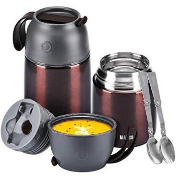 YGJT Termos para Comida Conjunto de 2 Piezas 500ML + 700ML Contenedor de Comida Aislado Lonchera Frascos Térmicos para Niños/Adultos con Cucharas Plegables Aislamiento Frío/Calor -Fugas