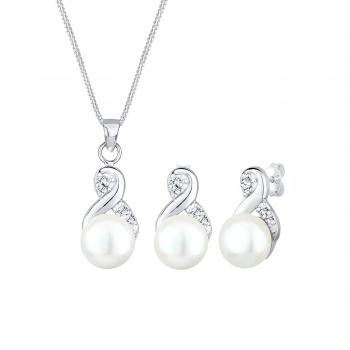 Conjunto de Joyería Elegante Infinito con Perlas de Agua Dulce y Cristales en Plata Esterlina 925
