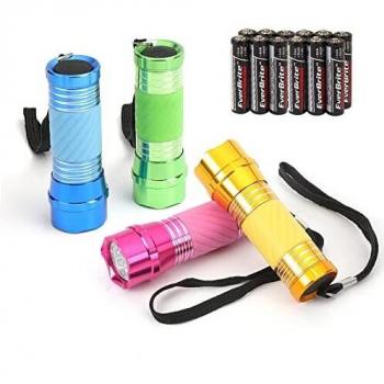 EverBrite 4PC Mini Linterna LED Mango Luminoso,Colores Brillantes, con Correa Pila,Buen Regalo para Chicos