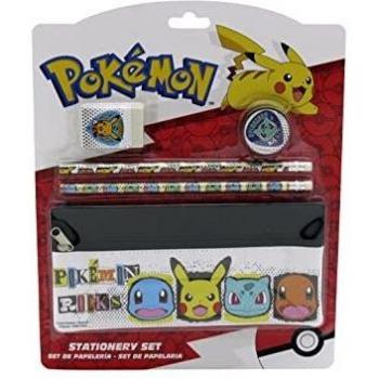 POKÉMON: Set de Papelería con Portatodo, Material Escolar, Estuche, Lápiz, Goma de borrar, Sacapuntas